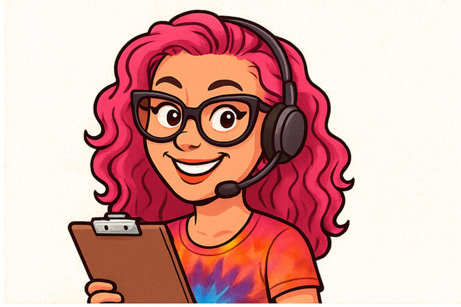 Trish with a clipboard