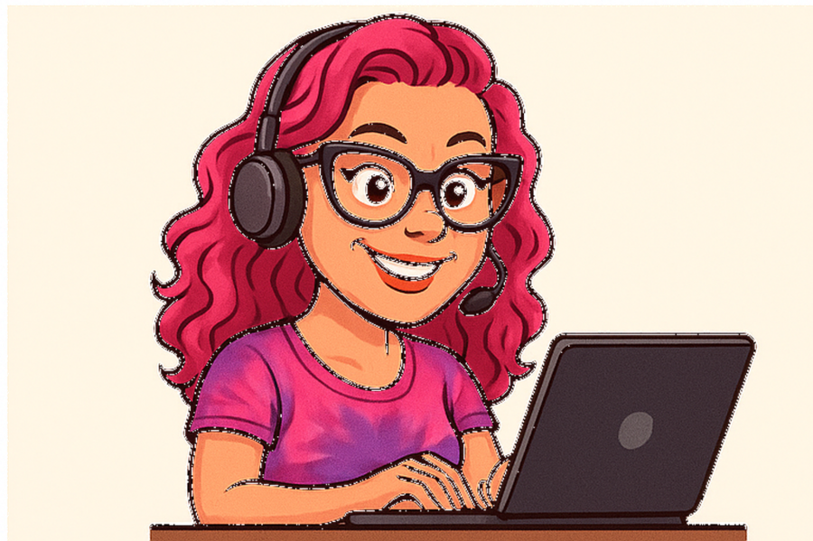 Trish at her laptop